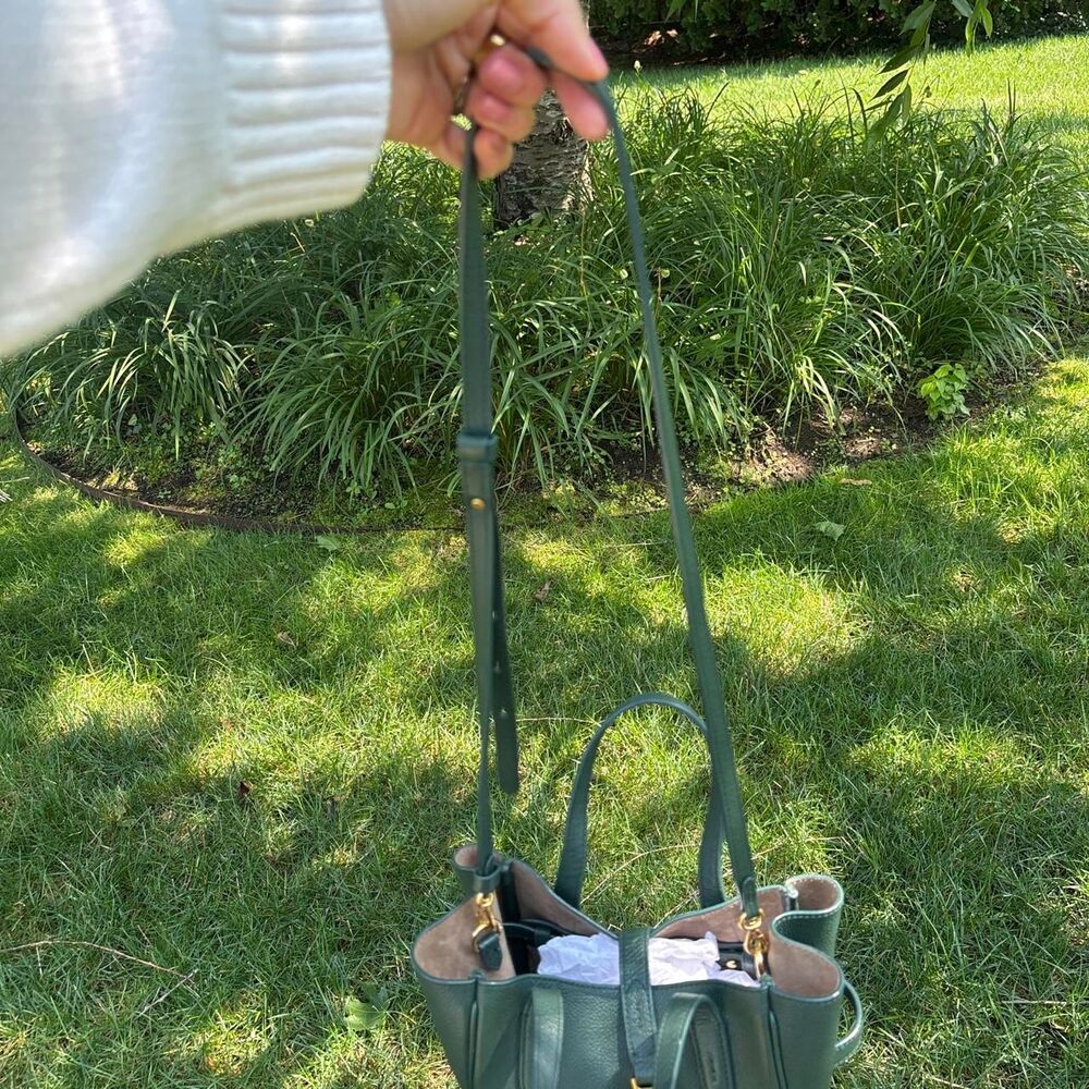 Polo Ralph Lauren Polo ID Leather Small Tote with Crossbody strap green - Picture 7 of 8